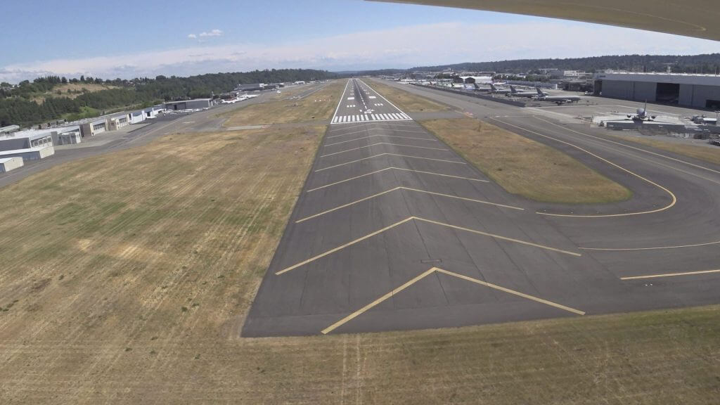 Boeing Field Runway 14R. 737 Maxs chilling on the right on the Boeing ramp :D.